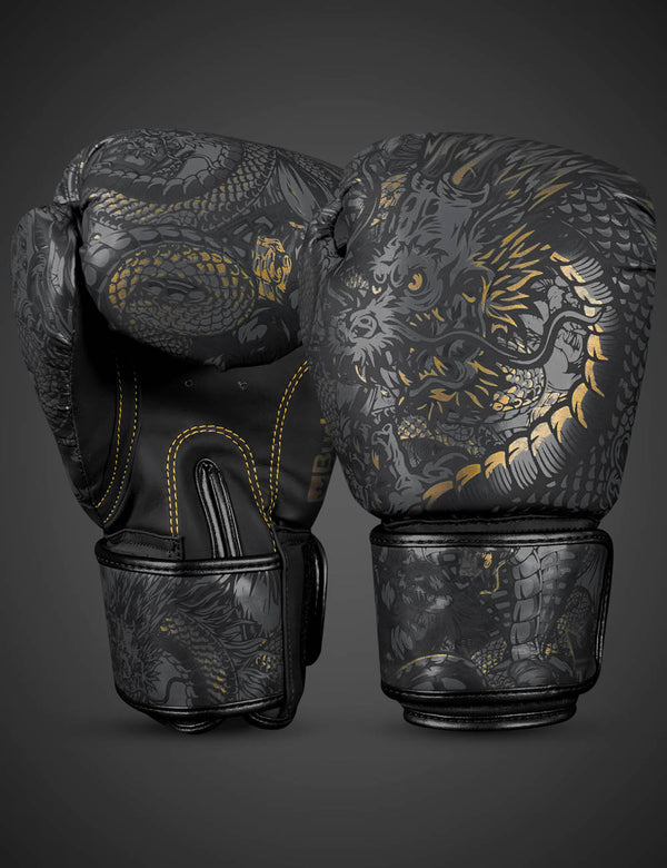 Guantes de boxeo de dragón negro mate 